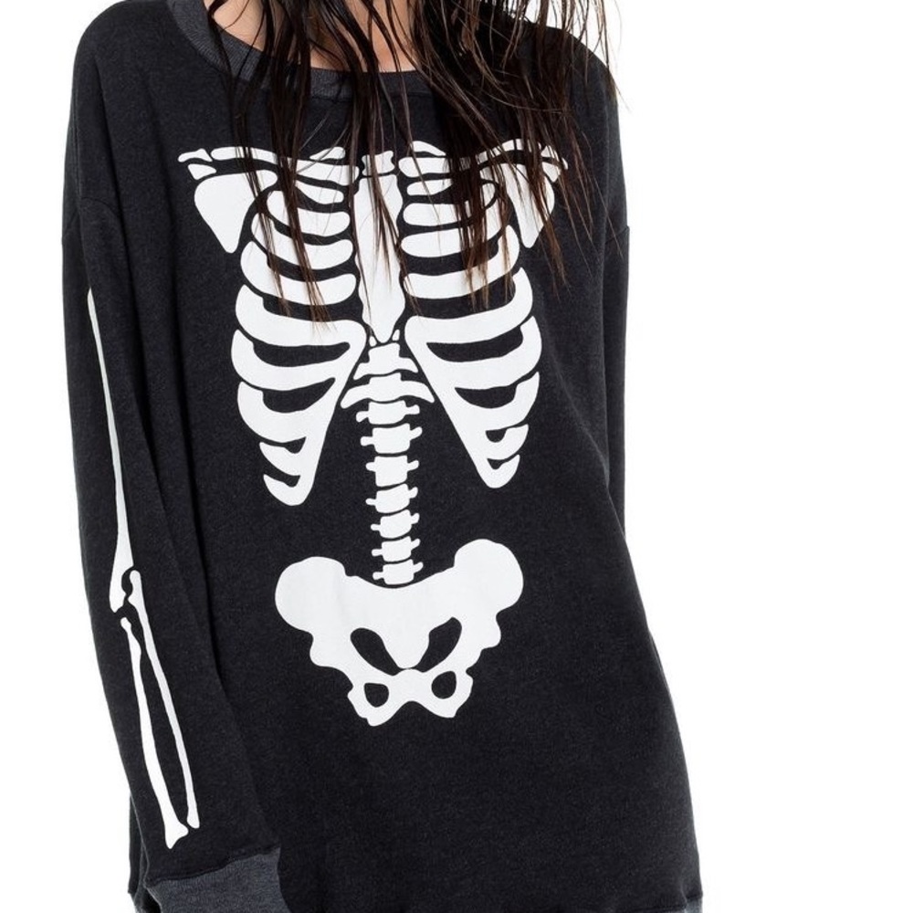 Wildfox Halloween road-trip raglan sweatshirt XL skeleton bones